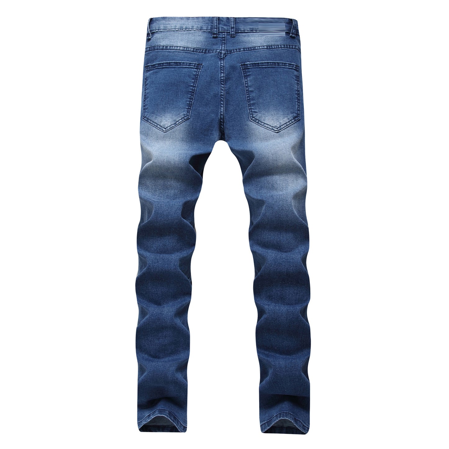 Multi-holes, Blue Elastic Men's Jeans Slim-fitting Small Straight