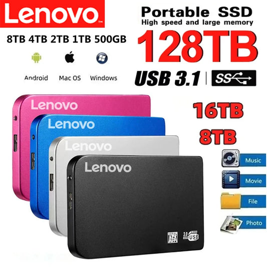 Lenovo Original 2TB High-speed SSD Portable External Solid State Hard Drive USB 3.1 Interface Mobile Hard Drive For Laptop/mac