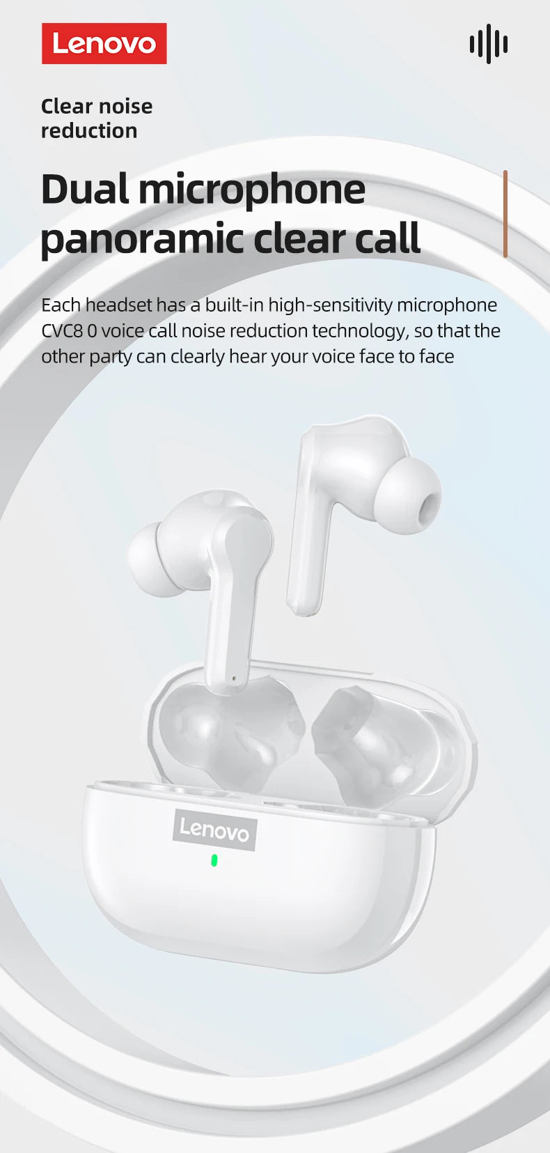 Original Lenovo LP1S TWS Bluetooth Earphone Wireless Headphone Waterproof Headsets Sport Earbuds With Mic LP1 S For Android IOS