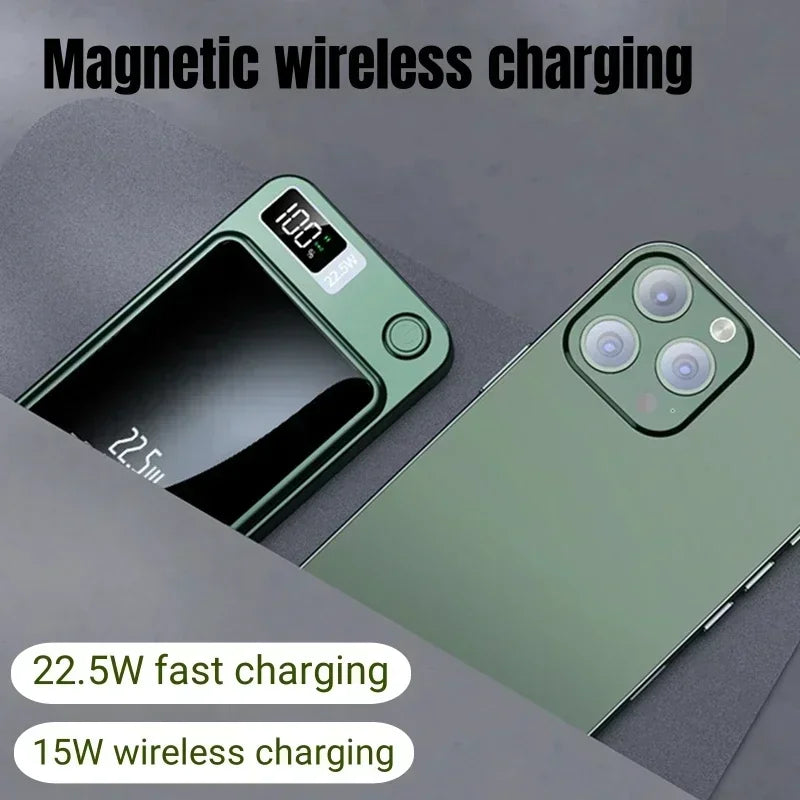 Lenovo 2024 New 100000mAh Wireless Power Bank Magnetic Qi Slim Portable Powerbank Type C Mini Fast Charger For iPhone Samsung